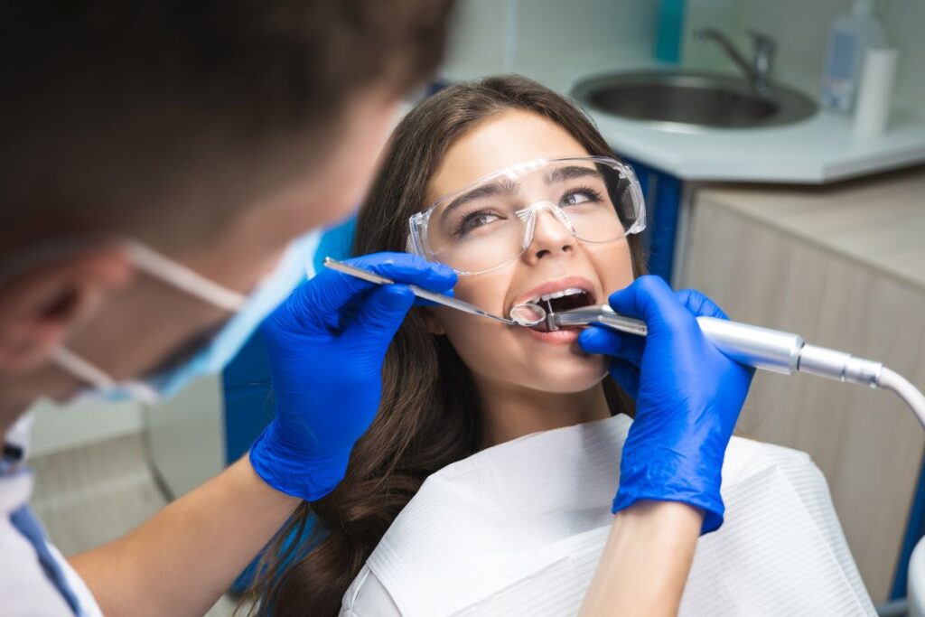 A woman getting a root canal